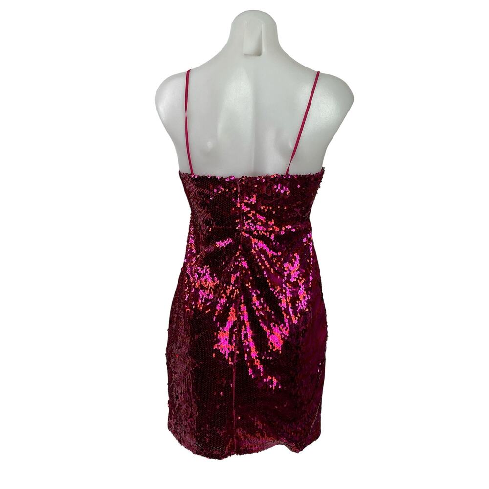 Zara Women's Pink Sequin Sparkly Sleeveless Square Neck Cami Mini Tank Dress S - Picture 3 of 5